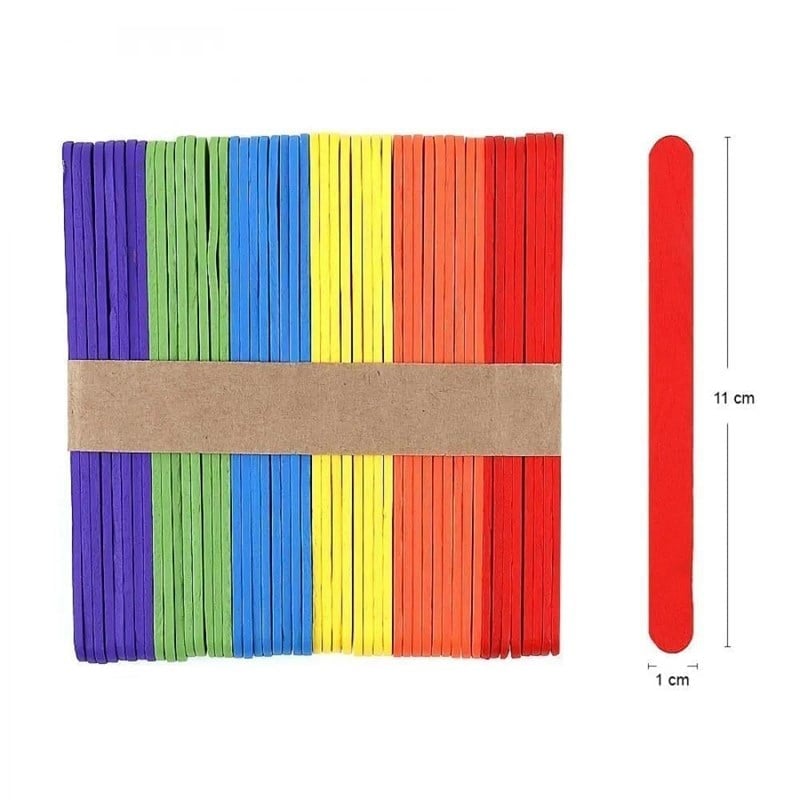 Colorbank Dil Çubuğu Ahşap Büyük Renkli 50'li Poşet