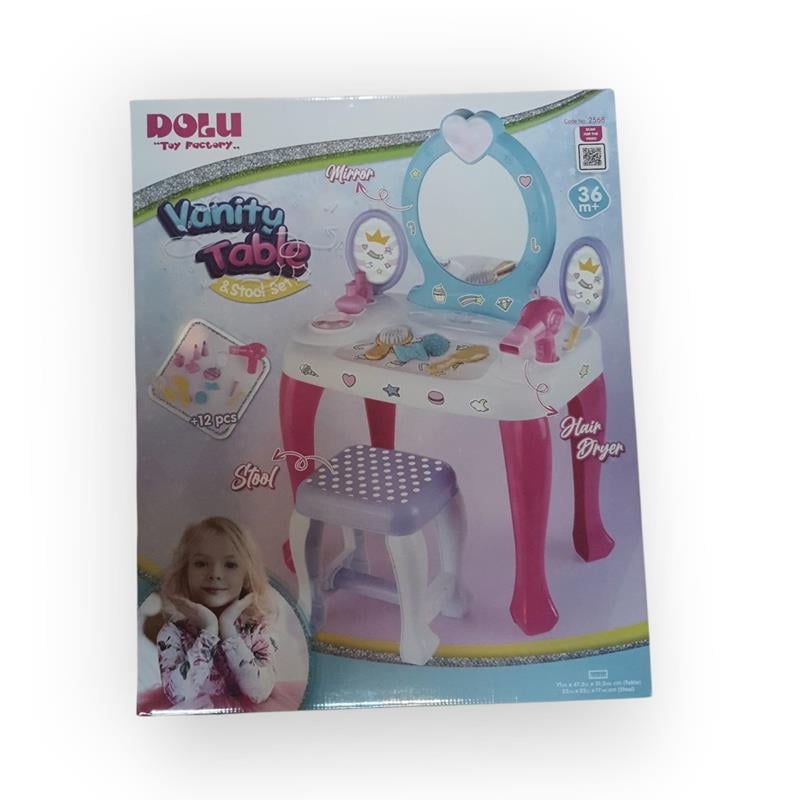 DOLU VANİTY TABLE & STOOL SET ÇOCUK MAKYAJ MASASI 