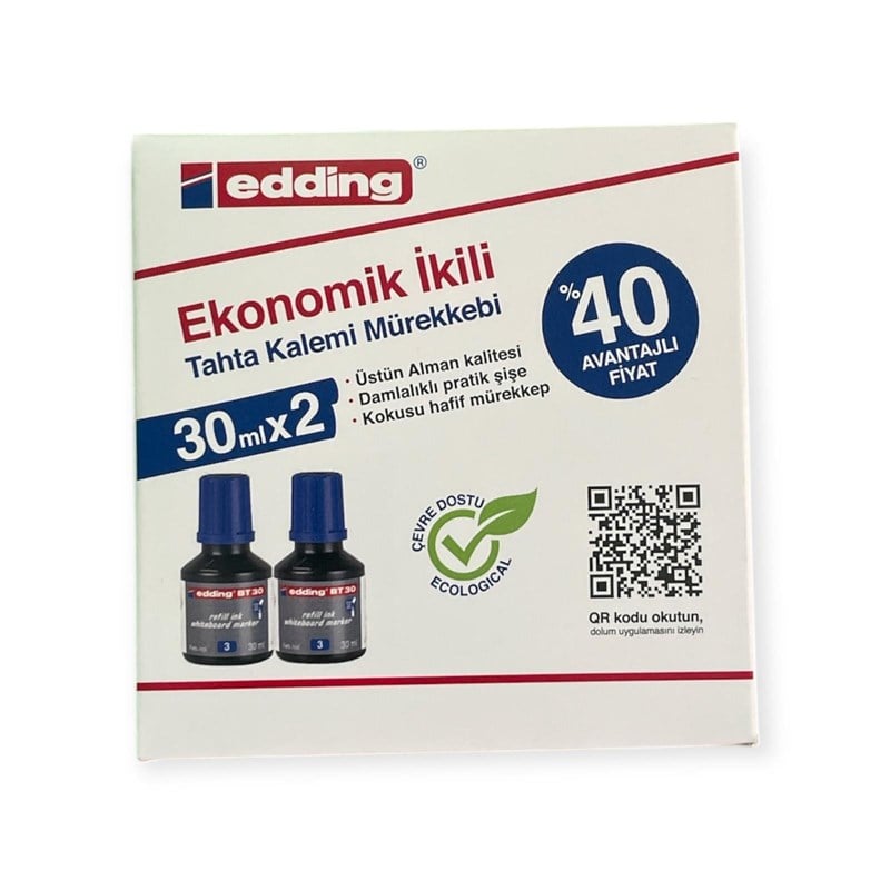Edding Tahta Kalemi Mürekkebi 30ml 2'li Mavi Bt30