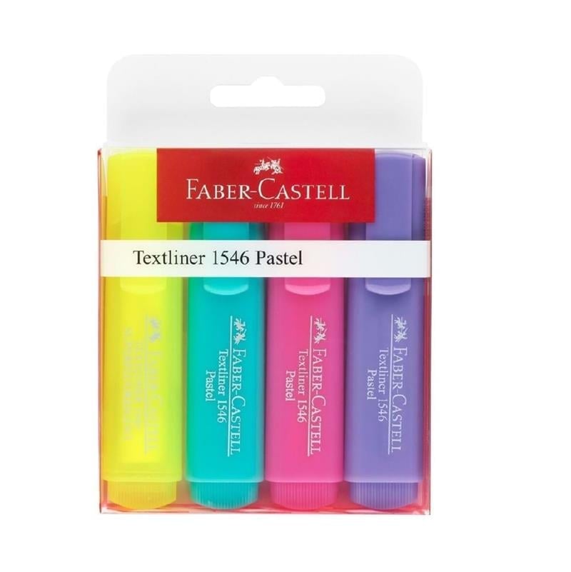 Faber Castell Fosforlu Kalem 1546 Şeffaf 4’lü Set Pastel Renkler