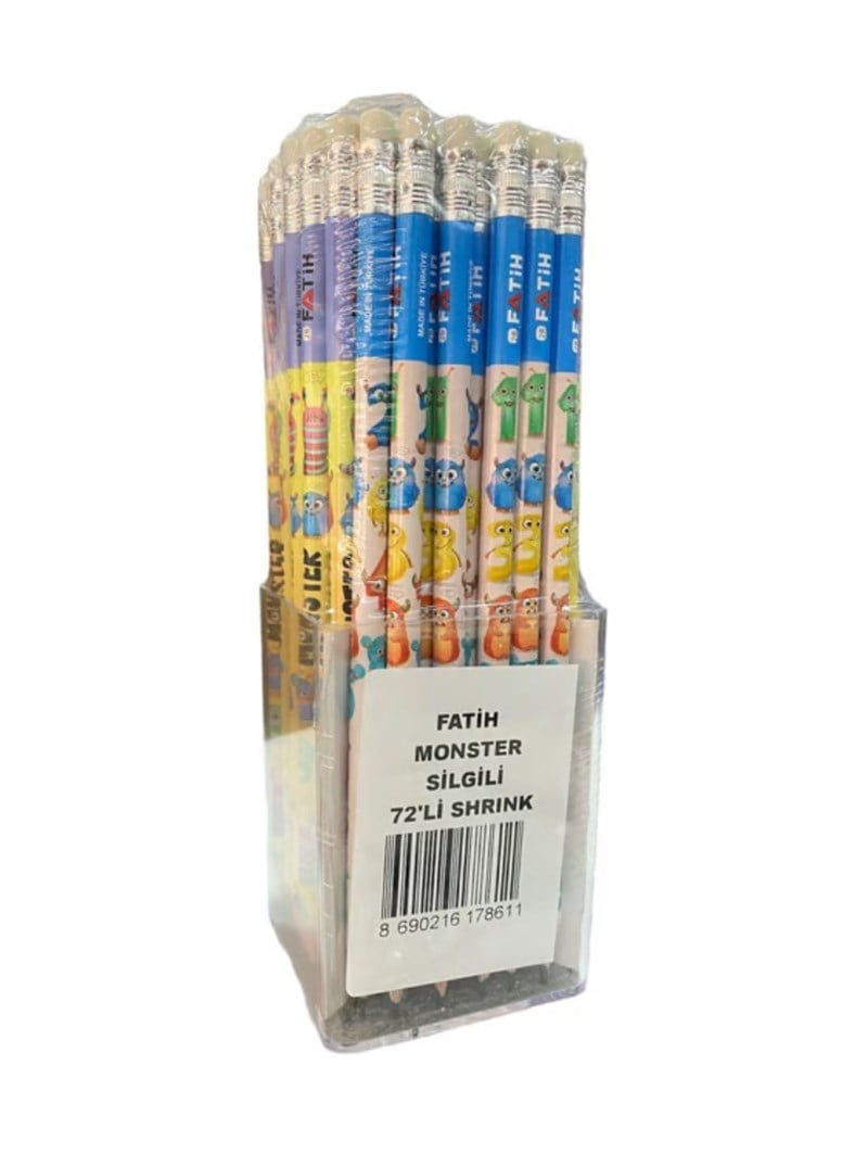 Fatih Kurşun Kalem Monster Silgili - 72'li Paket 