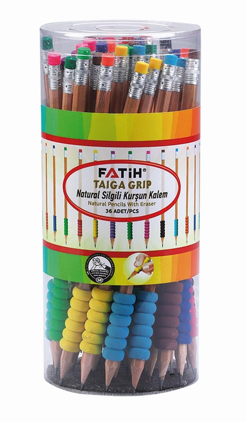Fatih Kurşun Kalem Taiga Natural Eva Grip Silgili 36'lı Paket