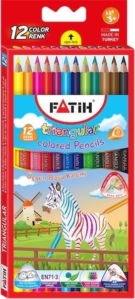 Fatih Kuru Boya 12 Renk Tam Boy Üçgen Jumbo
