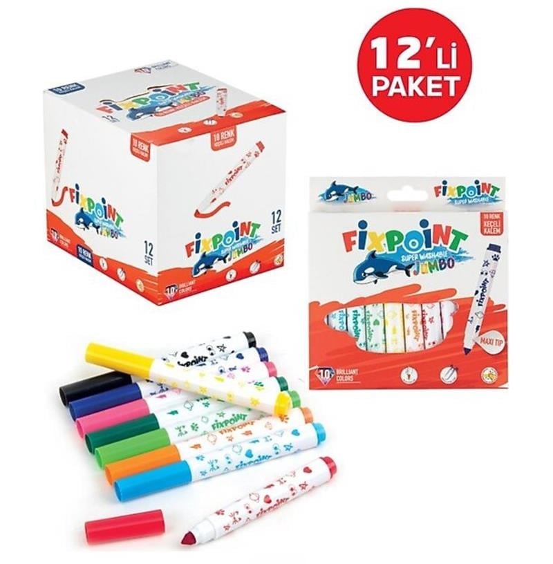 Fixpoint Maxi Jumbo Keçeli Kalem 10’lu Set 12'li Stand
