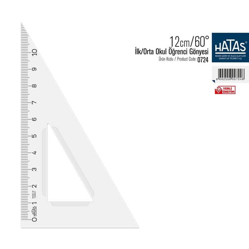 Hatas 12 cm / 60° İlk/Orta Okul Öğrenci Gönyesi