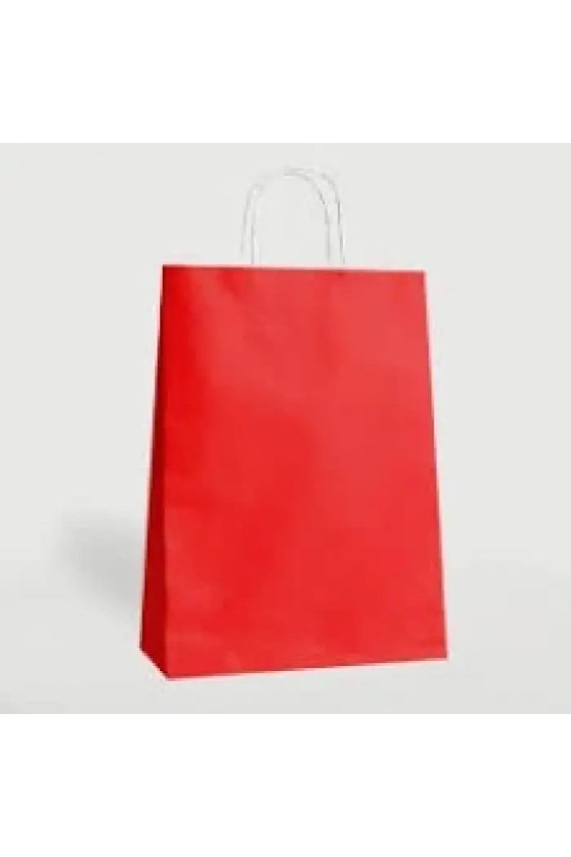 Kağıt Torba- 25x12x31 Büküm Saplı -Kırmızı 24'lü