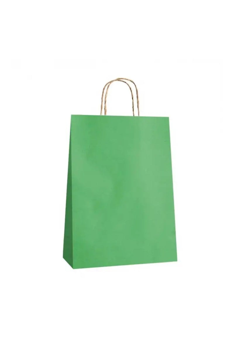Kağıt Torba- 31x12x41 Büküm Saplı -Yeşil 24'lü