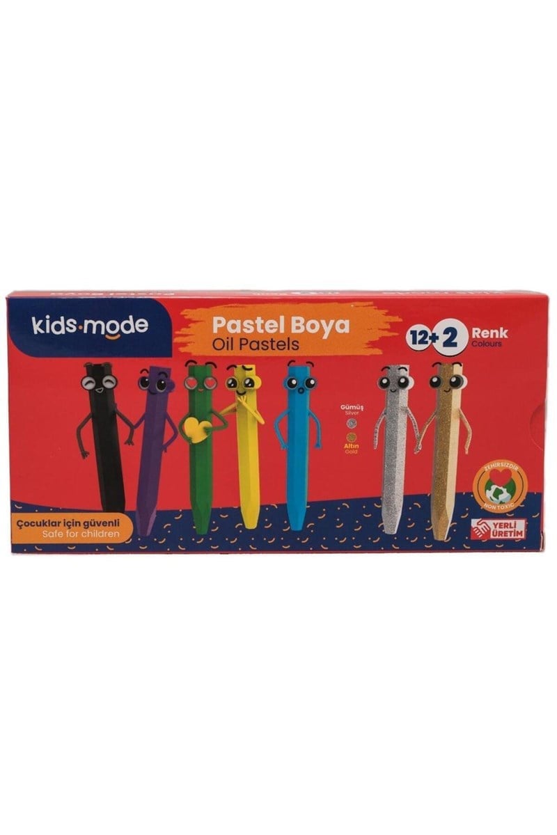 Kidsmode Altıgen 12+2 Renk Pastel Boya