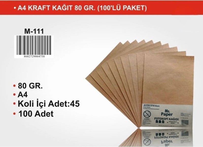Kraft Kağıt A4 100'lü Paket