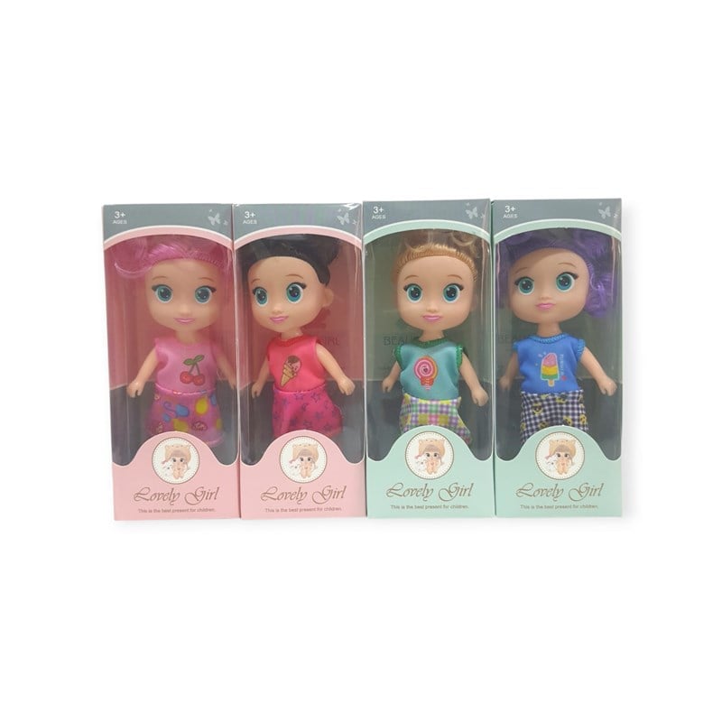 Lovely Girl Renkli Saçlı Kız Bebek 4'lü Set 