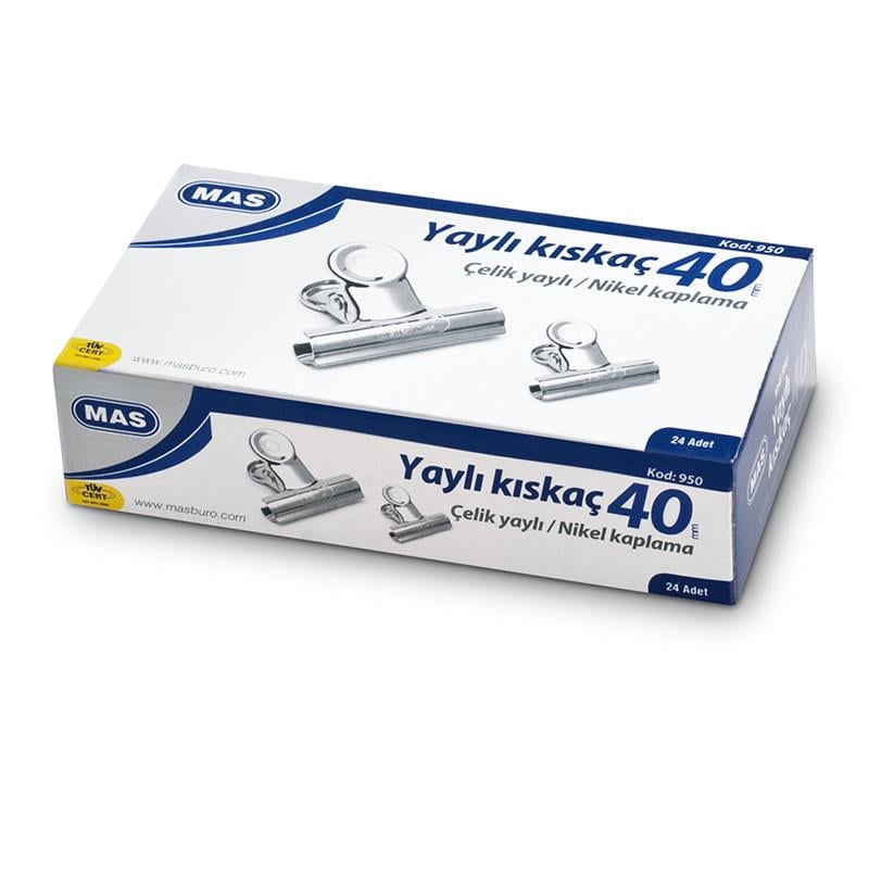 Mas Kıskaç Beyaz Metal Düzine Yaylı 40mm [950] 2'li Paket