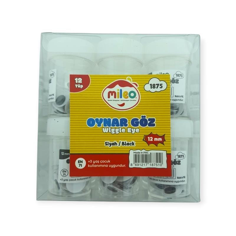 Mas Mileo 12 mm Oynar Göz - Siyah - 12 Tüp