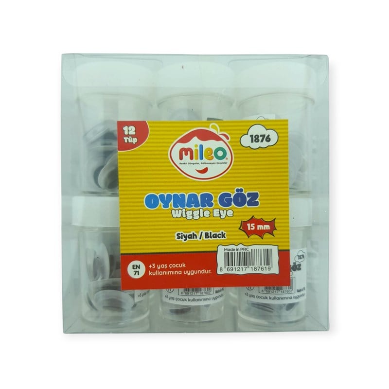 Mas Mileo 15 mm Oynar Göz - Siyah - 12 Tüp