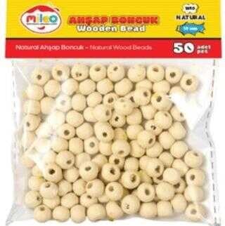 Mas Mileo 1840 Ahşap Boncuk 10mm Naturel 50'li Poşet