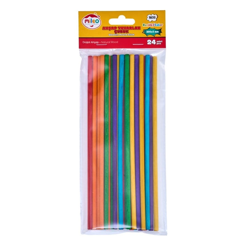 Mas Mileo Ahşap Çubuk Yuvarlak 5x200mm Renkli 1835