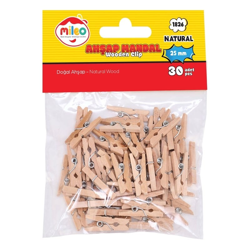 Mas Mileo Ahşap Mandal 25mm Naturel 1826