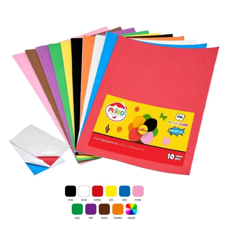 Mas Mileo Eva Yapışkanlı 50x70 10'lu Paket Karışık Renkler 1751