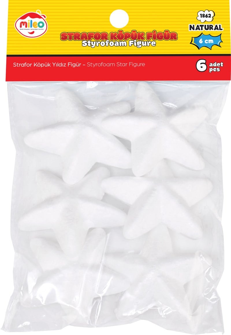 Mas Mileo Strafor Köpük Figür Yıldız 6 Cm 6'lı Paket 1862