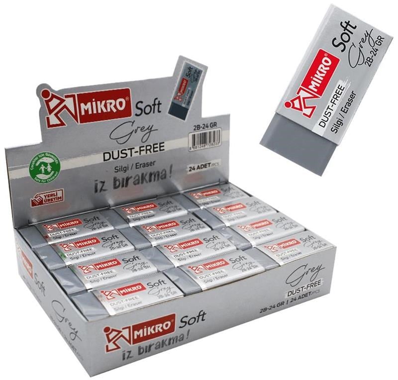 Mikro Silgi 2B-24GR Grey Soft 24'lü Paket