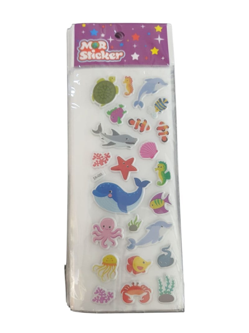 Mor Sticker Silikon Kabartma Deniz Canlıları 20'li Paket