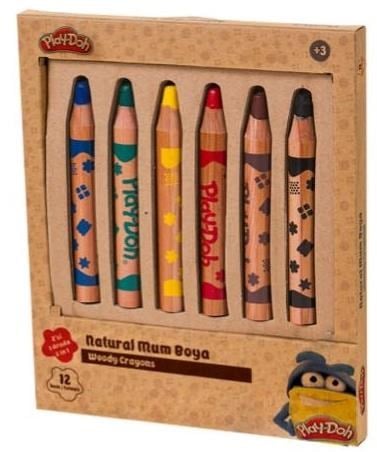Mum Boya- Play-doh 6 Renk Naturel Crayon 2'sı 1