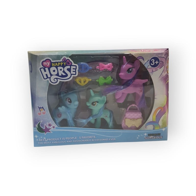 MY HAPPY HORSE OYUNCAK PONY EĞLENCELİ AKSESUARLARIYLA  3'LÜ SET
