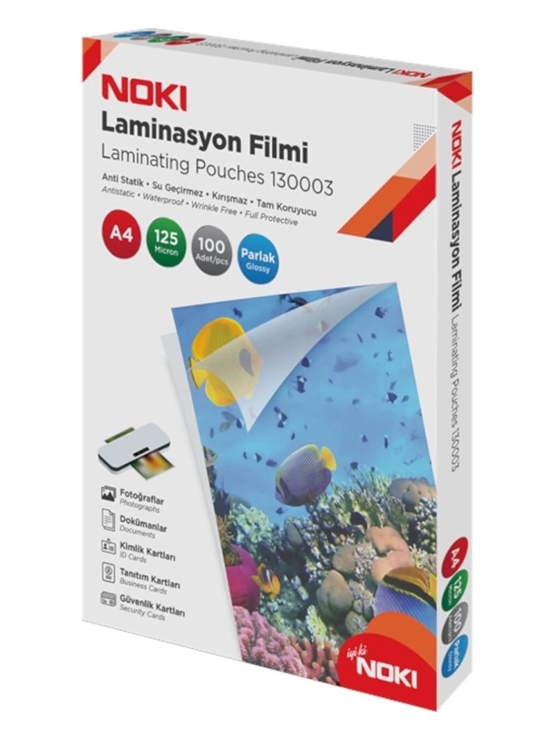Noki Laminasyon Filmi Parlak 125 Micron A3 100’lü Paket