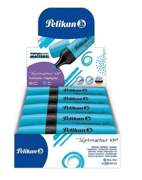 Pelikan Fosforlu Kalem 490 Neon Mavi 10'lu Paket