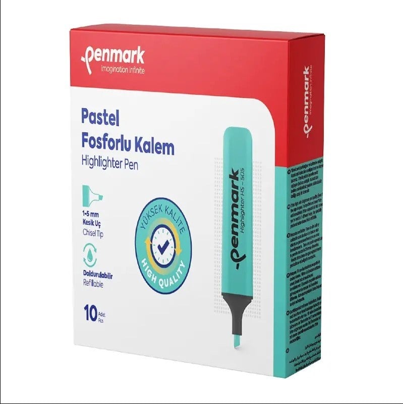 Penmark Fosforlu Kalem Pastel Nane Şekeri Renk (10 Adet)