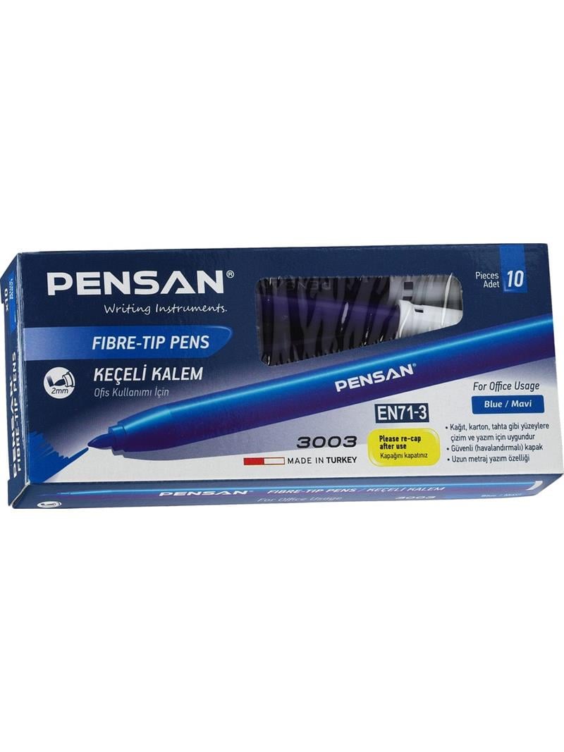 Pensan 3003 Ofis Tipi Keçeli Kalem Mavi 10'lu Paket