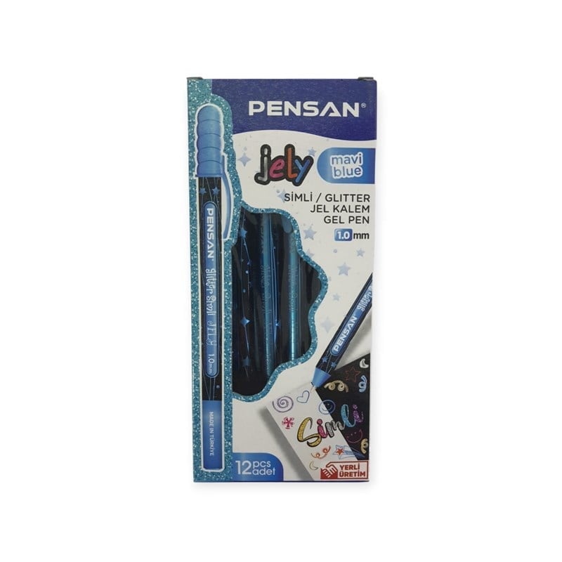 Pensan Jel Kalem 2800 Mavi Jely Glitter Simli 12'li Paket
