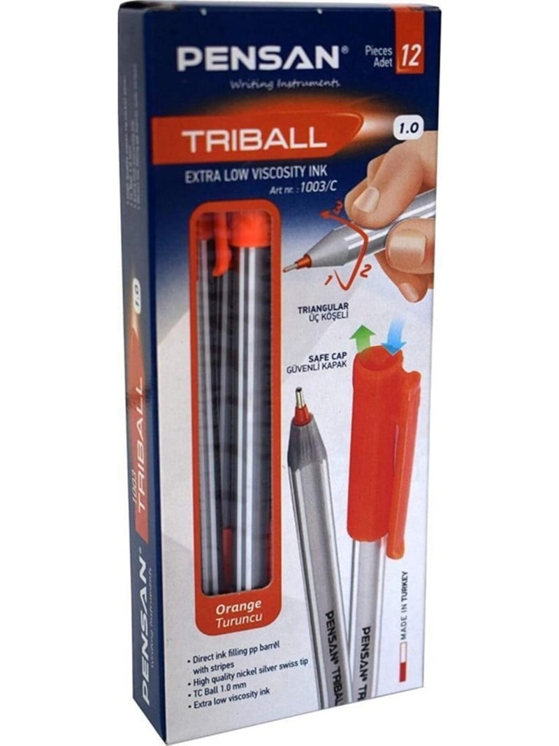 Pensan Triball 1 mm Turuncu Tükenmez Kalem 12'li Paket