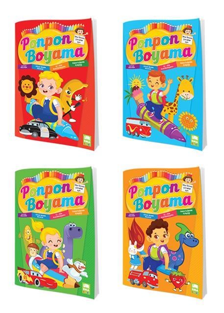 Ponpon Boyama Kitabı 4'lü Set / EMA