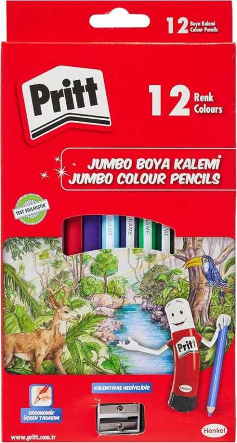 Pritt Kuruboya Kalemi 12 Renk Jumbo Üçgen