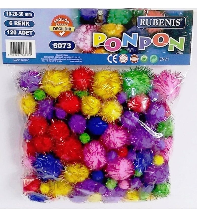 Rubenis Ponpon 6 Renk 20 mm Metalik Karışık 70’li