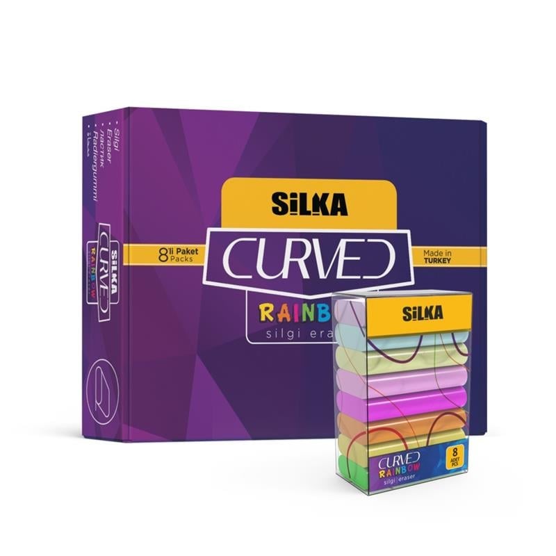 Silgi SG.51 Silka Curved Rainbow 8’li Neon Pastel 30’lu Stand