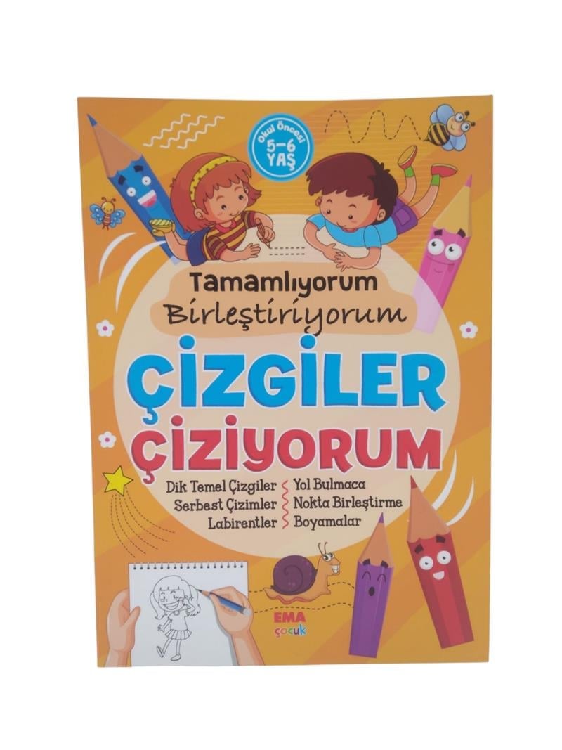 Tamamlıyorum Birleştiriyorum Çizgiler Çiziyorum 5-6 Yaş Ema Çocuk