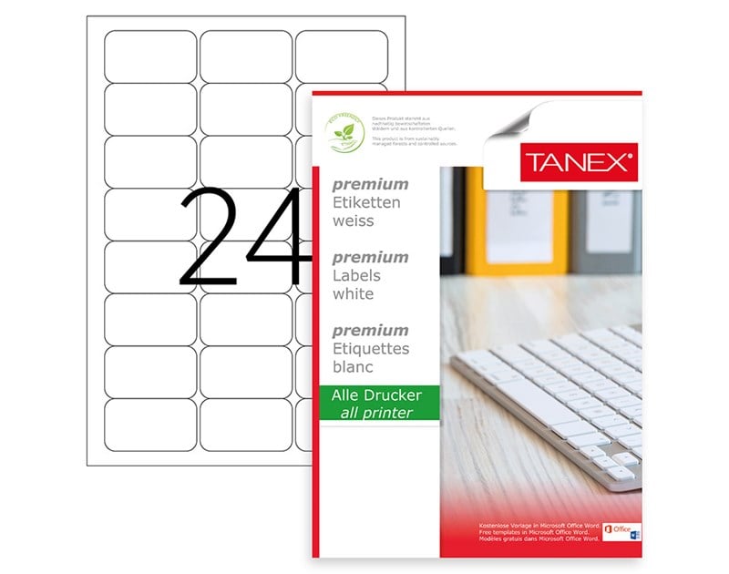 Tanex Laser Etiket Tw-2024 64x34 Mm 100 Adet