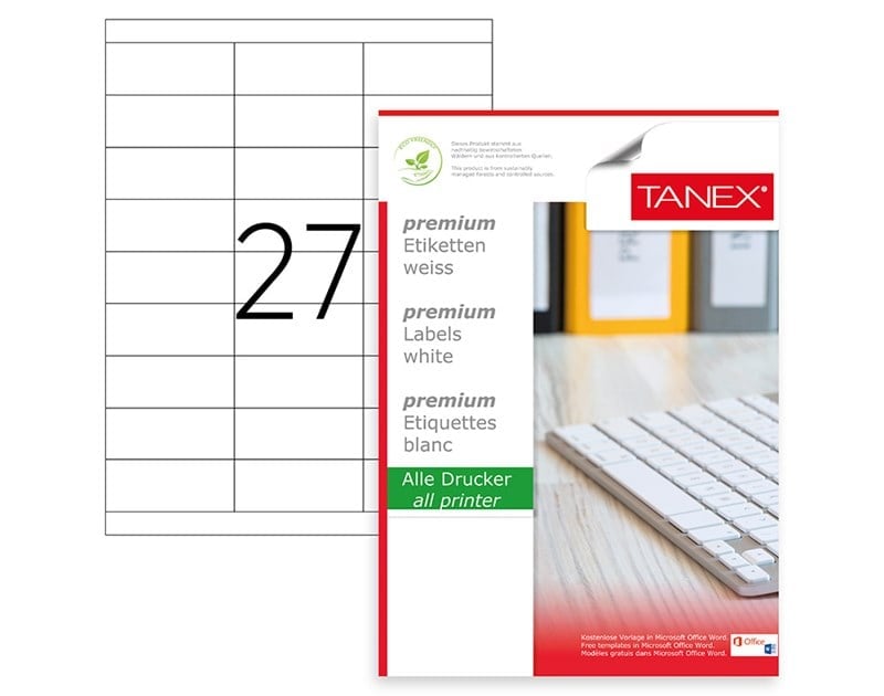 Tanex Laser Etiket Tw-2327 70x30 Mm 100 Adet