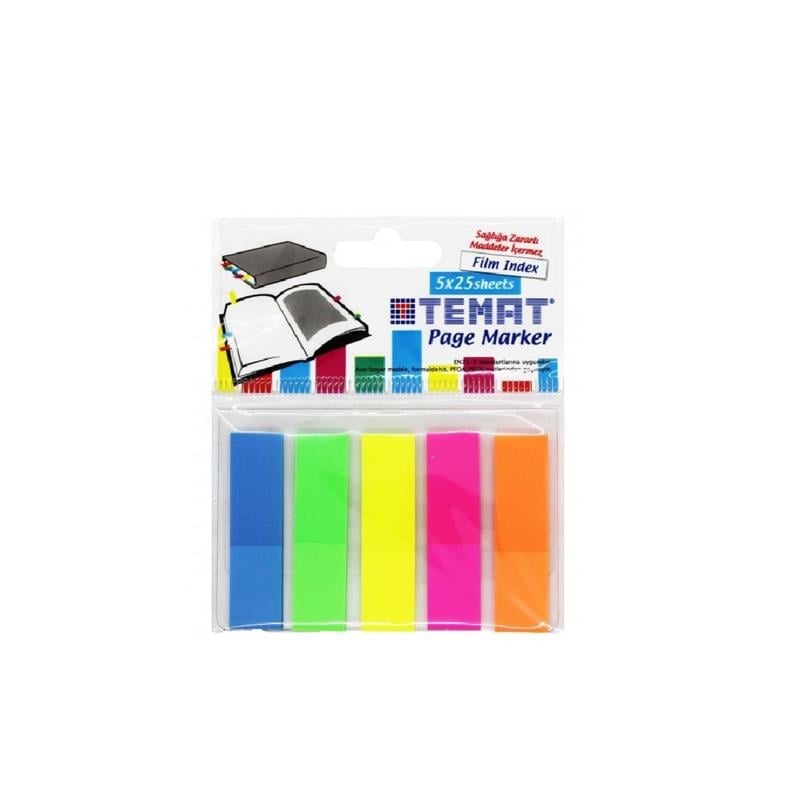 Temat Ayraç P-525 45x12mm Page Marker 5 Renk