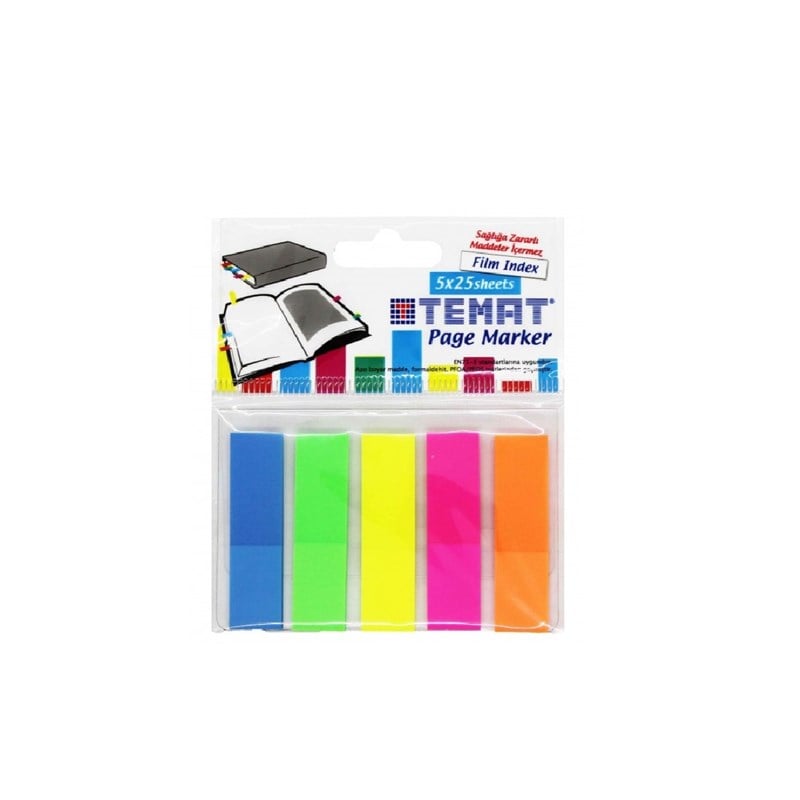Temat Ayraç P-525 45x12mm Page Marker 5 Renk