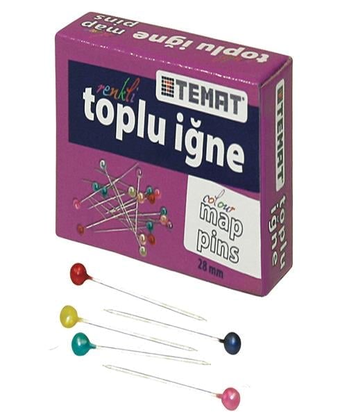 Temat Renkli Toplu İğne 28 mm Karışık Kutu 78365