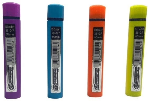 U4-700 0.7mm 60 mm 120'li 12 tüp Renkli Versatil Kalem Ucu