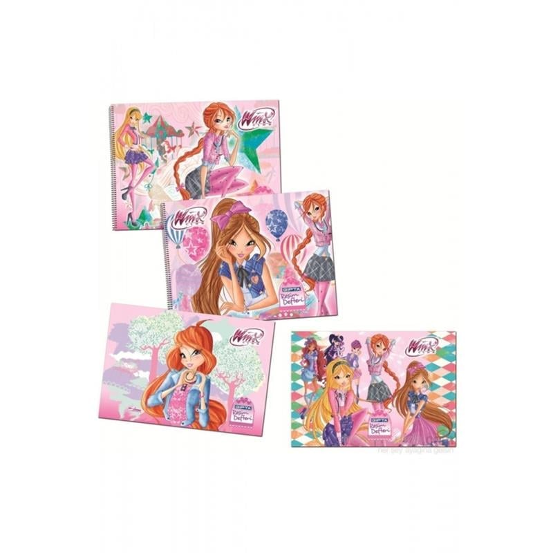 Winx PP Kapaklı 17x24 Spiralli 15 Yaprak Resim Defteri 12'li Paket