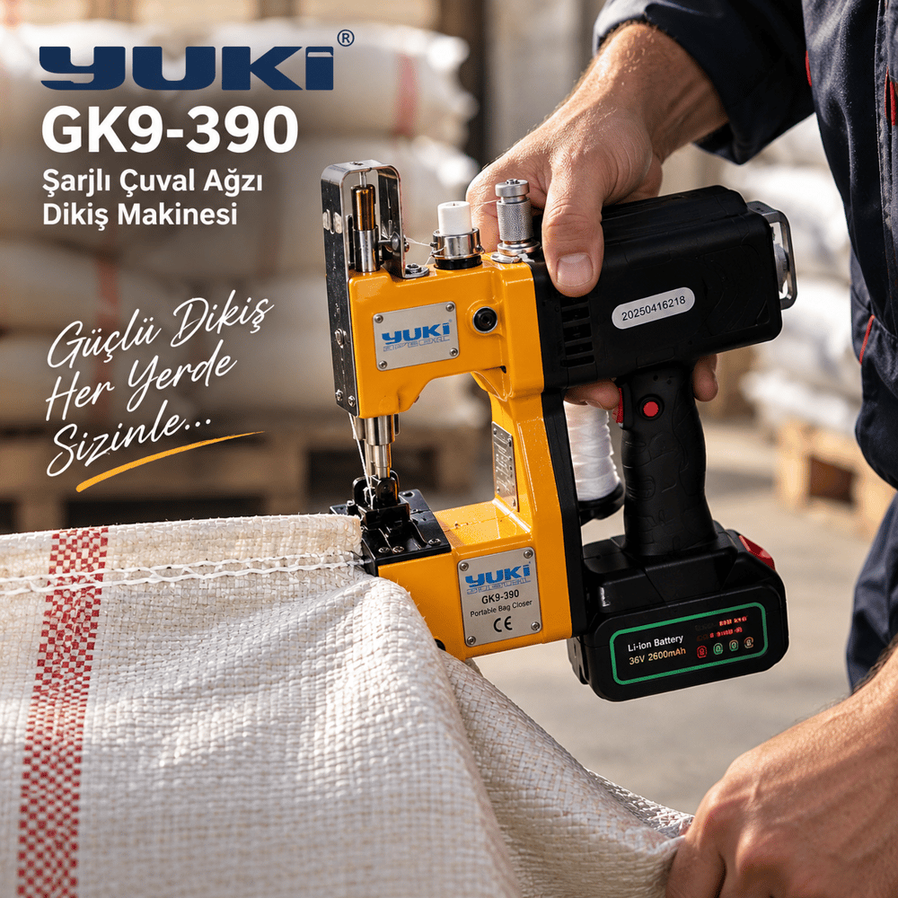 Yuki GK9-390 Şarjlı Çuval Ağzı Dikiş Makinesi 2600 mAh