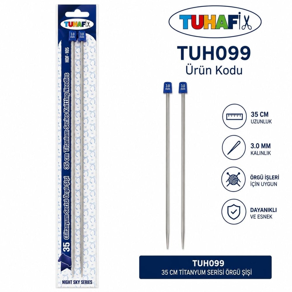 35cm Titanyum Örgü Şişi 3 mm