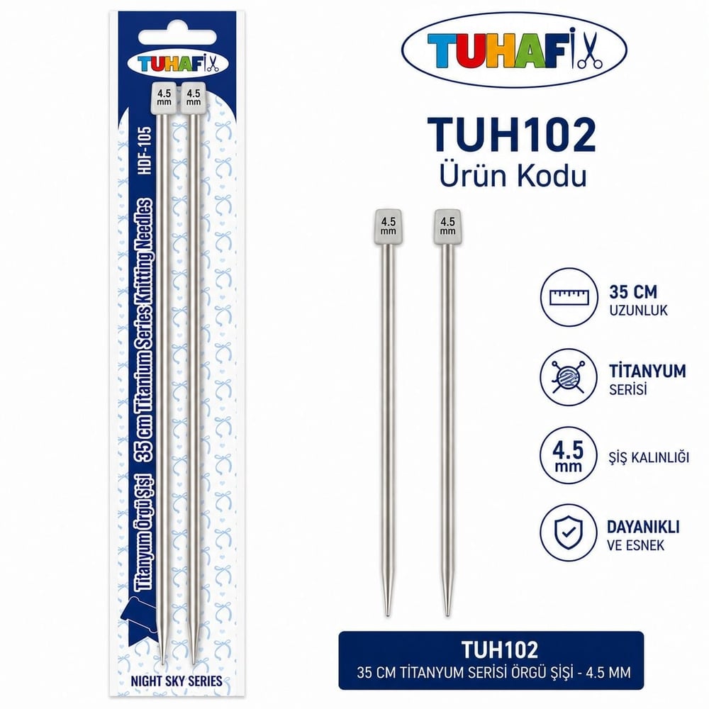 35cm Titanyum Örgü Şişi 4.5 mm