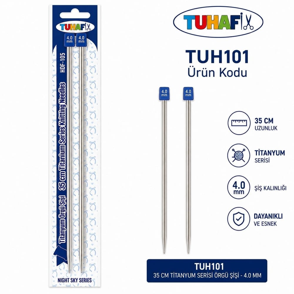35cm Titanyum Örgü Şişi 4 mm