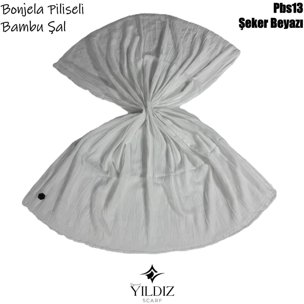 PB-13 Piliseli Bambu Şal- Şeker Beyazı