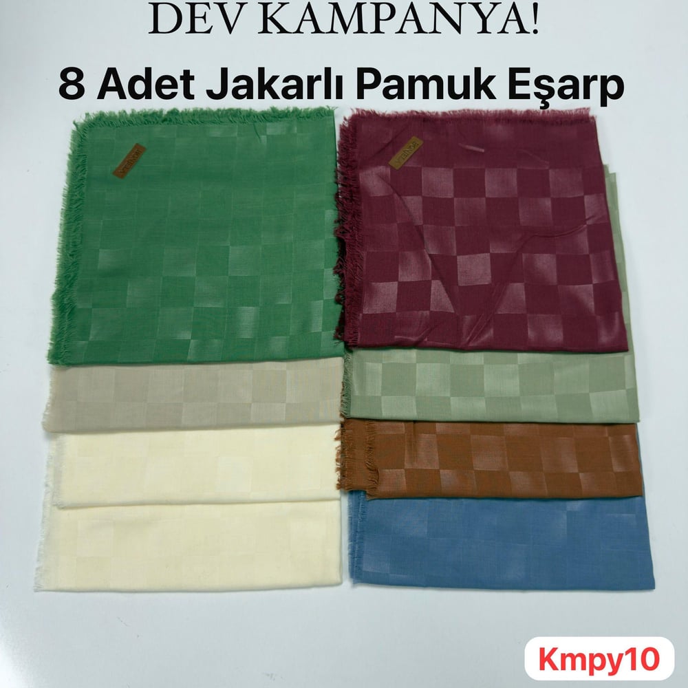 Dev Kampanya! 8 Adet Jakarlı Pamuk Eşarp